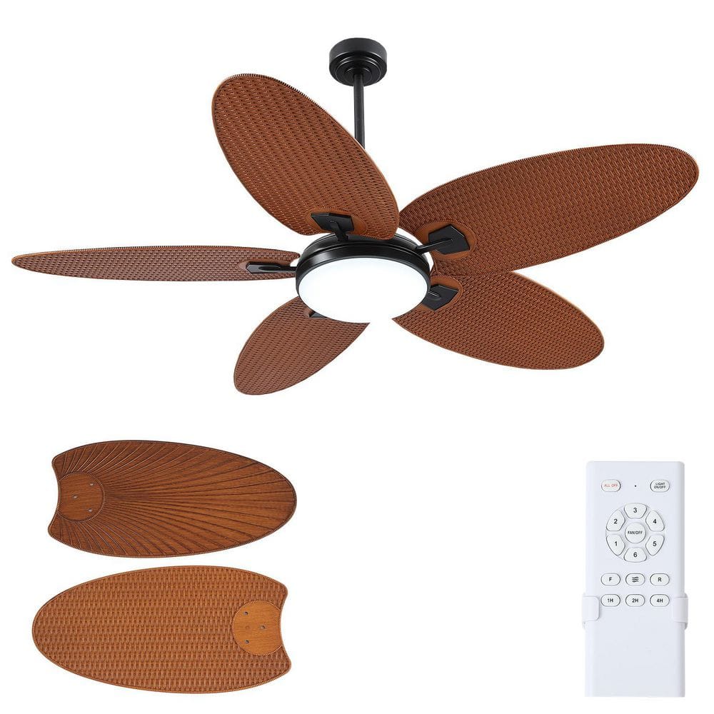 Kviflon 62 in. Indoor/Outdoor Black Brown 5 Palm Leaf Shaped