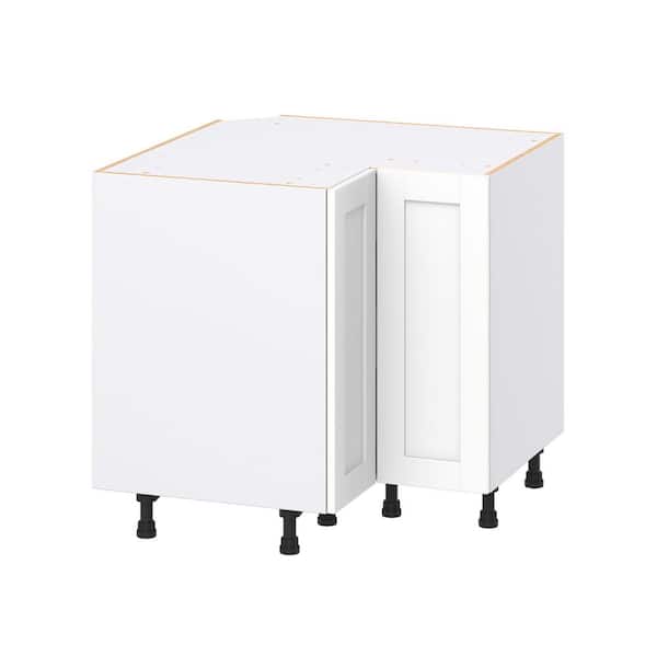 Milton 36 in. W x 24 in. D x 34.5 in. H Assembled Shaker Lazy Susan Corner Kitchen Cabinet in Bright White