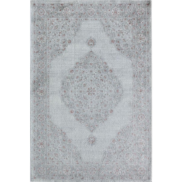 Rugs America Samina Silver Bells White Area Rug - 2 X 8
