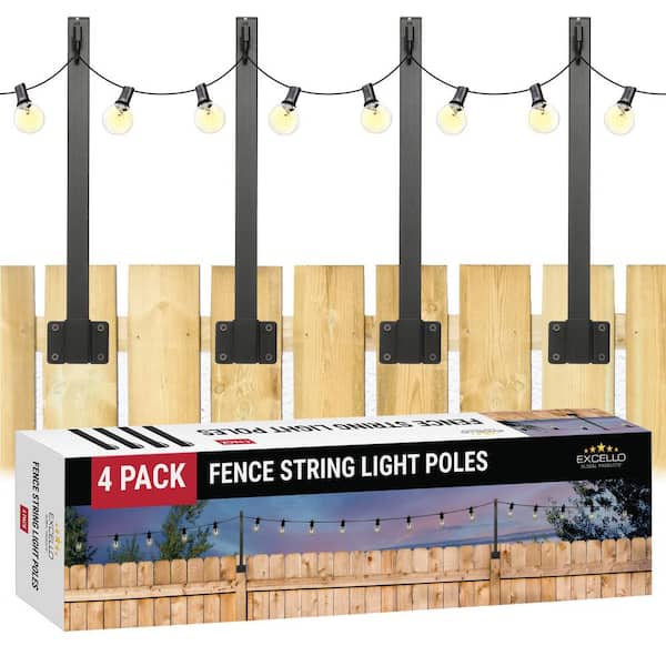 EXCELLO GLOBAL PRODUCTS 4-Pack of 1.3 ft. Fence String Light Poles