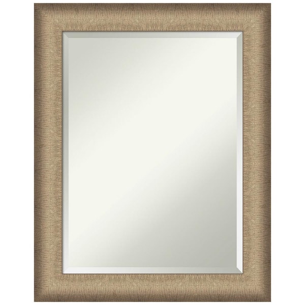 Amanti Art Medium Rectangle Elegant Brushed Bronze Beveled Glass Casual Mirror (28.75 in. H x 22.75 in. W)