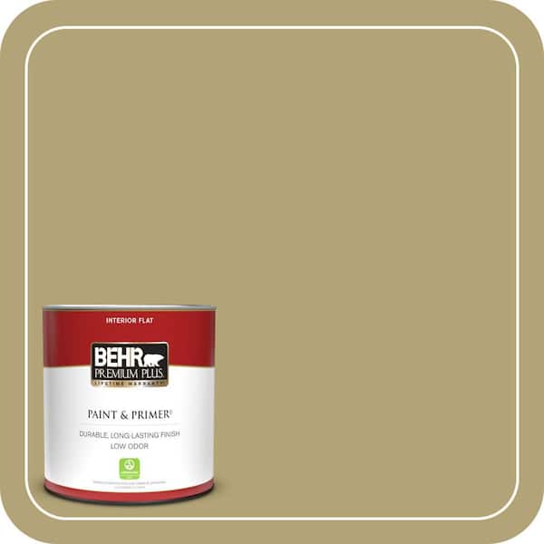 BEHR PREMIUM PLUS 1 qt. #PMD-101 Green Fig Flat Low Odor Interior Paint & Primer