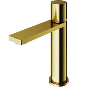 Halsey Single Handle Single-Hole Bathroom Faucet in Matte Brushed Gold