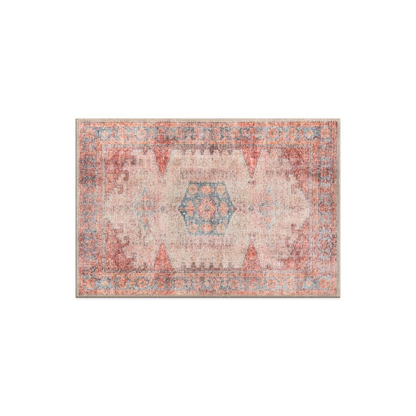 World Rug Gallery Amber Multi 2 ft. x 3 ft. Vintage Bohemian Machine Washable Non Slip Area Rug
