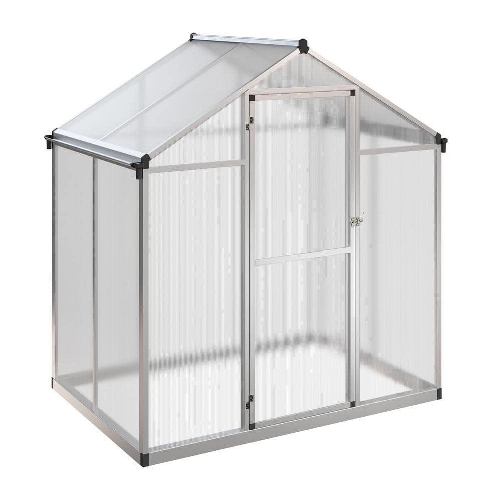 4ft x 6ft Aluminum Frame Walk-In Greenhouse with Polycarbonate Panels