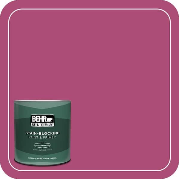 BEHR ULTRA 1 qt. #100B-7 Hot Pink Extra Durable Semi-Gloss Enamel Interior Paint & Primer