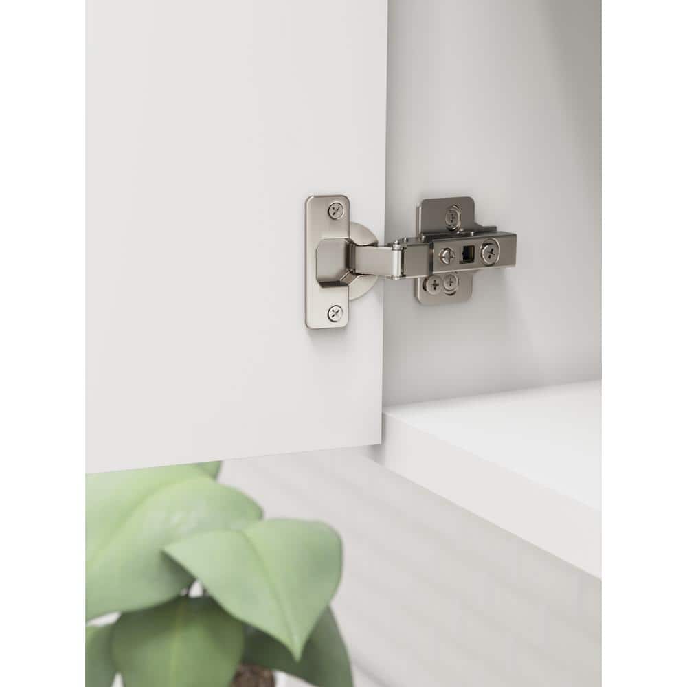 Nickel Finish Adjustable Frameless Cabinet Hinges - 2 Pack