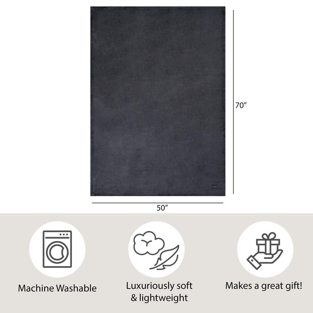 French Connection Velvety Navy Throw Blanket - 50x70 inch