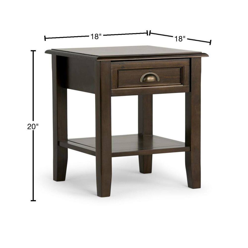 Burlington Mahogany Brown 18" Square Wood End Table with Storage