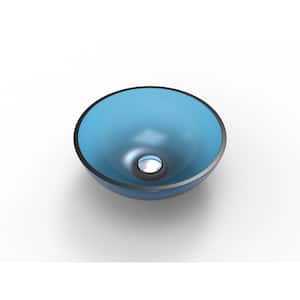 Elegant Modern Resin Round Transparent Vessel Bathroom Sink in Blue Sky