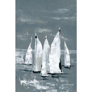 "White Sailboats" by Marmont Hill Unframed Canvas Nature Art Print 45 in. x 30 in.