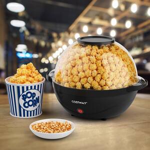 850W 6QT Black Oil Stirring Popcorn Machine Popcorn Popper Maker w/Nonstick Plate