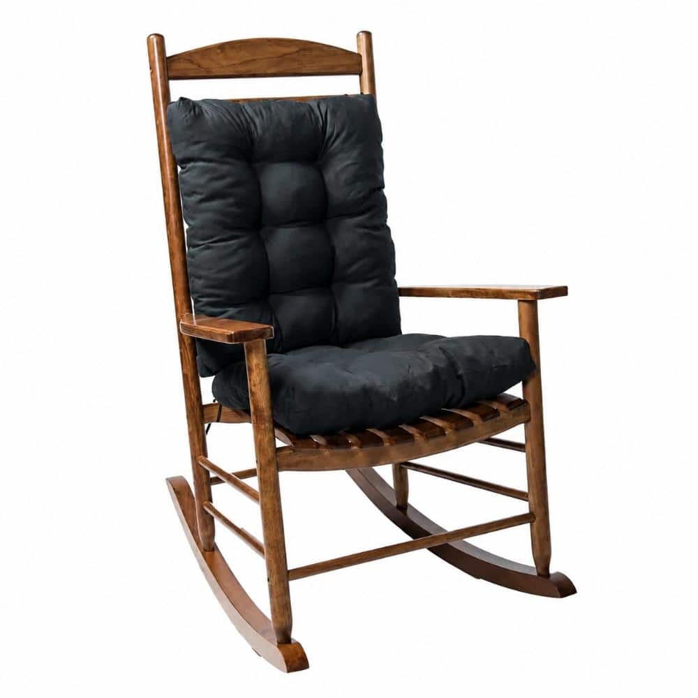 21 in. W x 17 in. D Dining With Back Universal Outdoor Chair Cushion in Black High Back Polyester Seat Pad (1-Pack)