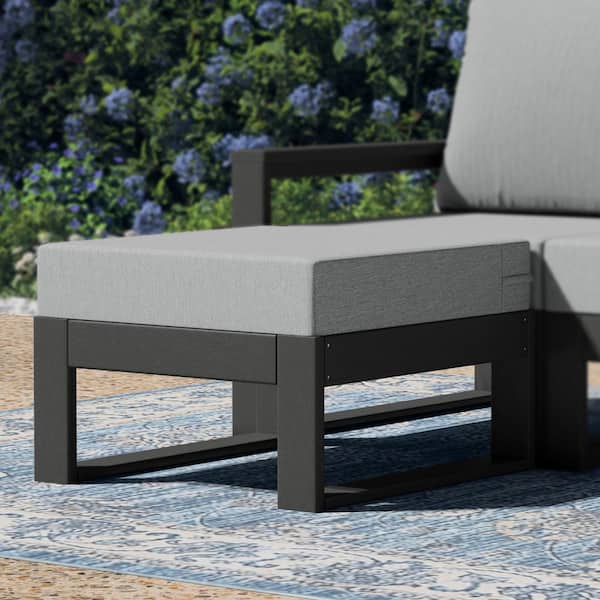 Endless Gray Plastic Frame and Light Gray Cushion Outdoor Patio Deep Seating Ottoman