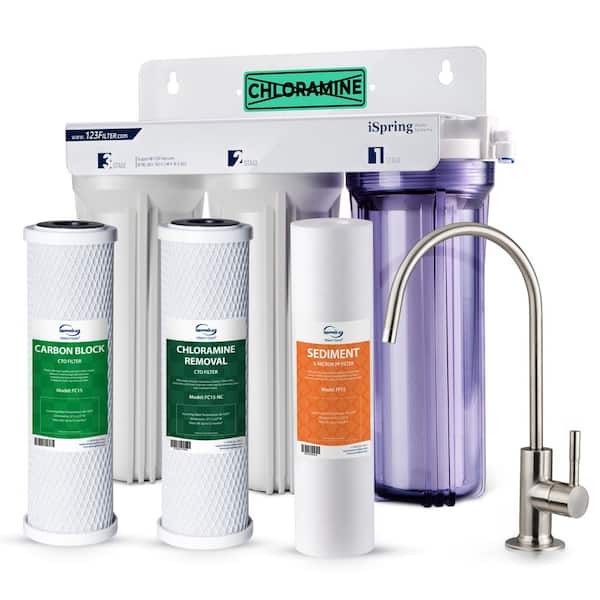 Classic 3-Stage Under Sink Water Filtration System for Drinking, Reduces Chloramine, PFAS, Tankless, High Capacity