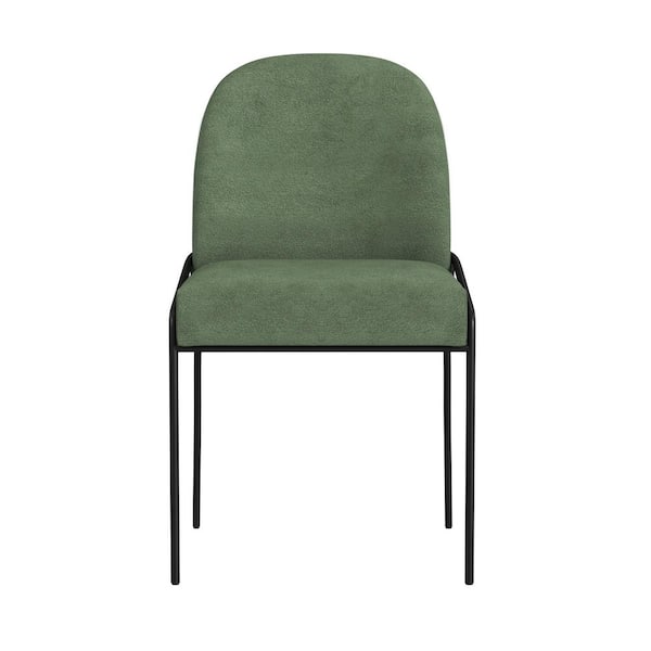 Homepop Modern Metal Dining Chair-Loden Green Velvet (Single)