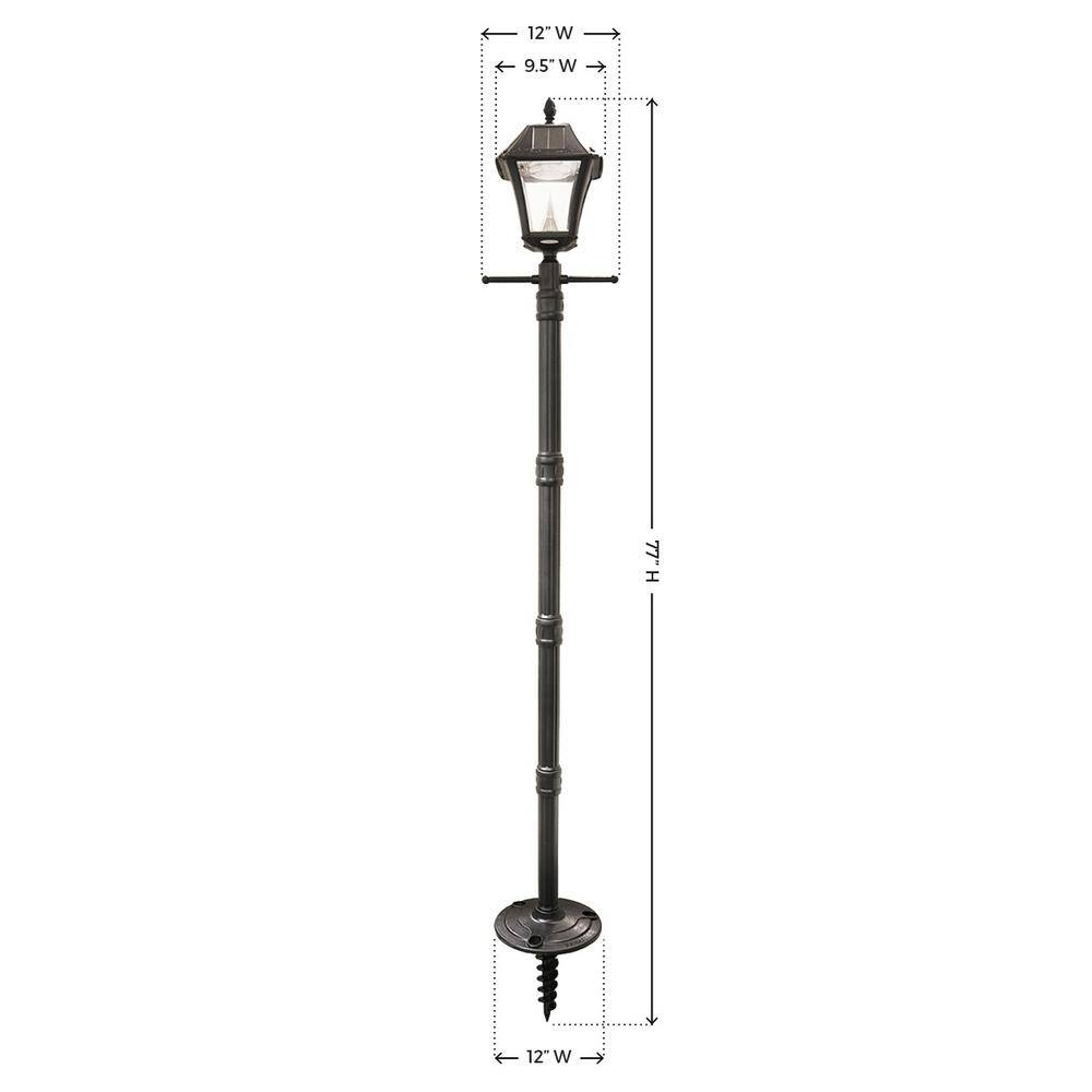 Baytown II Black Solar LED Lamp Post with Clear Plastic Lens