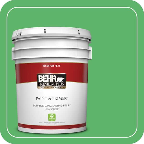 BEHR PREMIUM PLUS 5 gal. #P390-6 Lawn Party Flat Low Odor Interior Paint & Primer