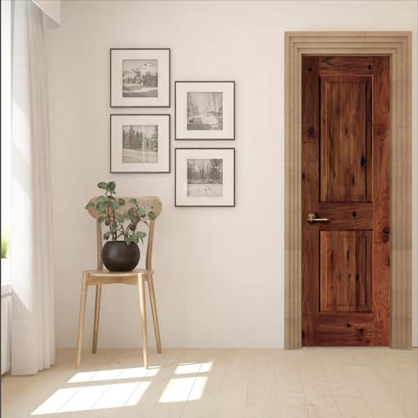 Krosswood Doors 24 in. x 80 in. 2-Panel Square Top Solid Wood Core
