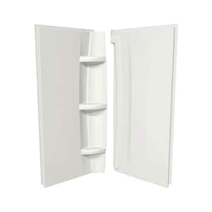Acrylic 38 in. 38 in. x 72 in. 2-Piece Direct-to-Stud Corner Shower Surround Kit in White