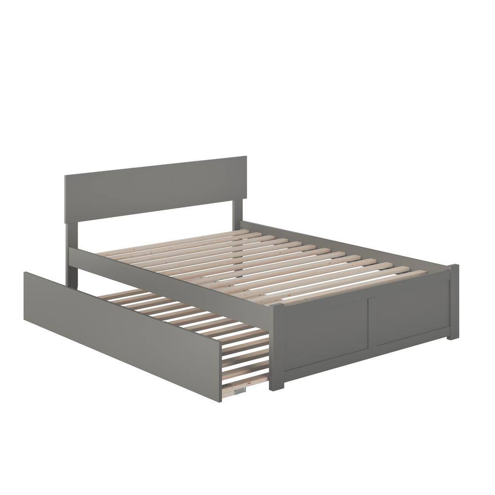 Orlando Gray Full Platform Bed with Trundle and Slats