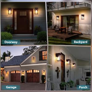 10.2 in. Caramel Dusk to Dawn Modern Porch Lights Outdoor Hardwired Wall Lantern Sconce with No Bulbs Included (2-Pack)