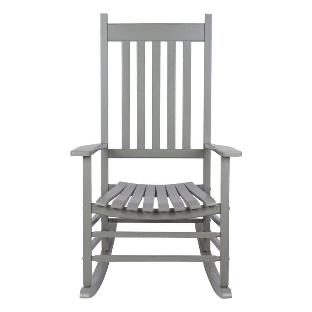 Gray Hardwood High Back Porch Rocking Chair