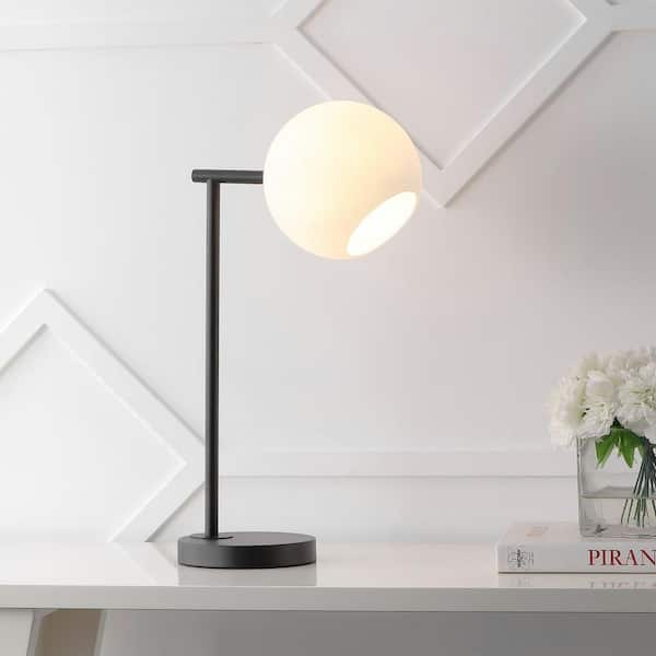 Charles 20.5 in. Contemporary Modern Metal/Marble LED Table Lamp, Black