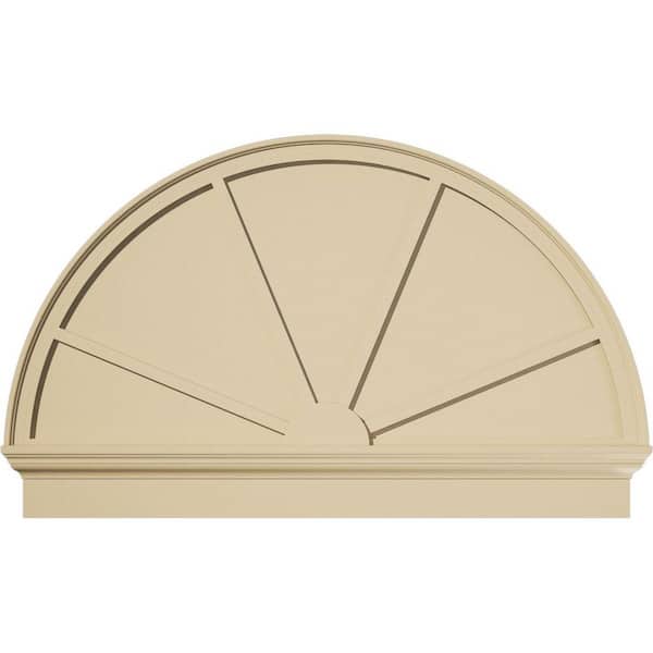 Ekena Millwork 50 in. W x 31-3/4 in. H x 2-3/4 in. P Half Round 4 Spoke Signature Urethane Combination Pediment, Primed Tan
