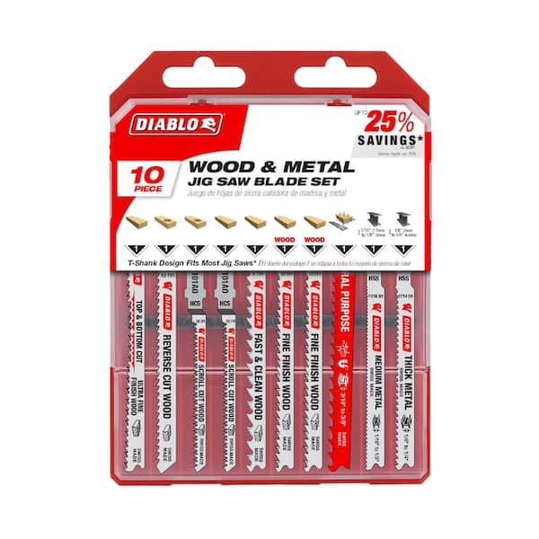 DIABLO T-Shank Jig Saw Blade Set (10-Piece) DJT10S - The Home Depot