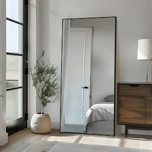 39 in. W x 71 in. H Modern Rectangle Metal Framed Black Full Length Floor Mirror Standing Mirror