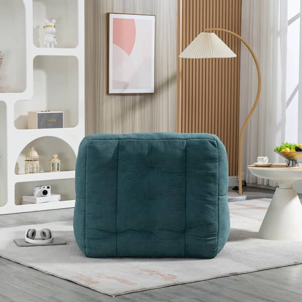 JUJABU Green Velvet Polyester Bean Bag Chair with Ottoman for Living Room and Bedroom