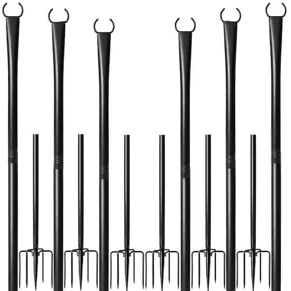 6-Pack Outdoor String Light Poles with Fork, 10 ft. Adjustable Metal Flagpole for Patio, Backyard and Garden