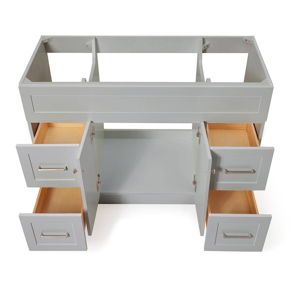 Hamlet 48" Gray Freestanding Vanity Cabinet with Nickel Hardware