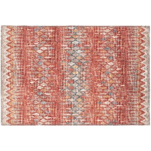 Rylee Red 1 ft. 8 in. x 2 ft. 6 in. Geometric Indoor/Outdoor Area Rug