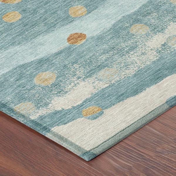 Chantille Machine Washable Indoor/Outdoor Abstract ACN2696 Teal 2 ft. x 7 ft. Runner Rug