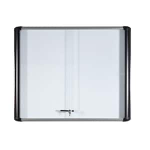 38.6 in x 45.7 in. Enclosed Magnetic Porcelain Dry-Erase Board With Aluminum Frame