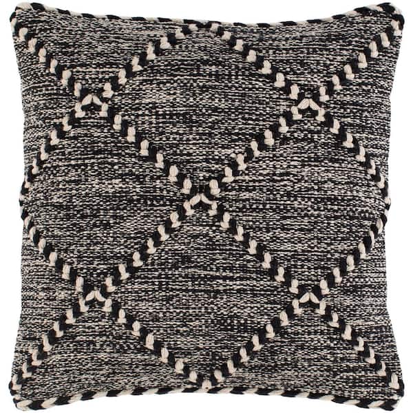 Livabliss Nevaeh Black Woven Polyester Fill 22 in. x 22 in. Decorative Pillow