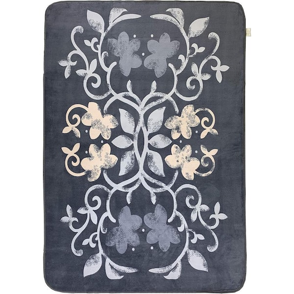 Blanket Series Scroll Blue Contemporary 4 ft. x 6 ft. Rectangular Area Rug