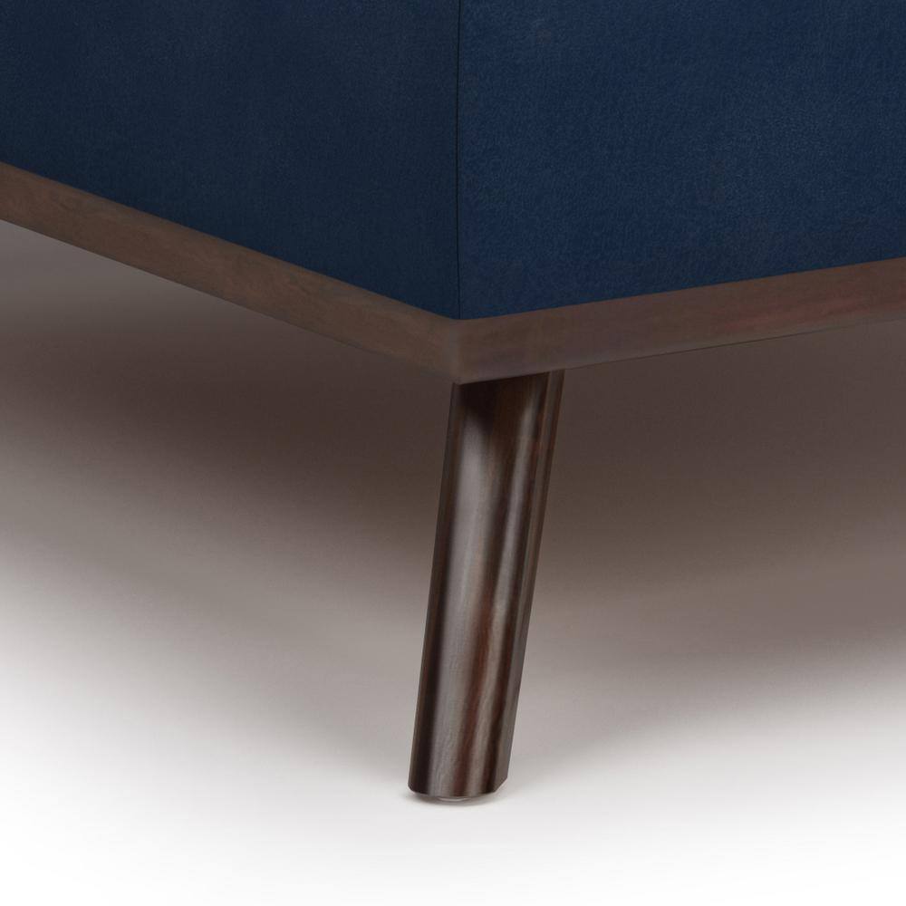Owen Mid-Century Distressed Dark Blue Faux Leather Storage Ottoman