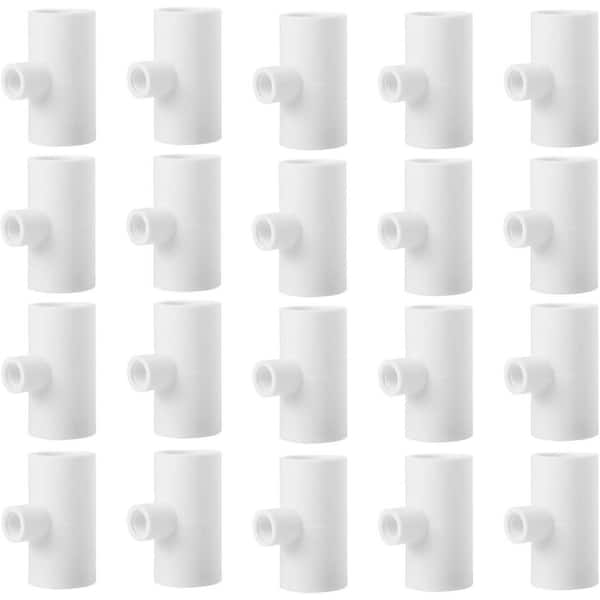 20 Pack Fully Automatic Chicken Waterer PVC Tee Fittings for Nipples Cups Feeders Poultry Water Drinker White