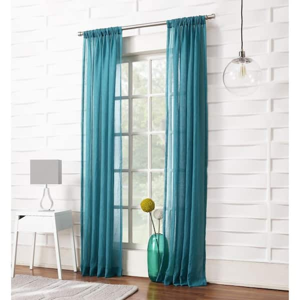 LICHTENBERG Marine Solid Rod Pocket Sheer Curtain - 50 in. W x 95 in. L