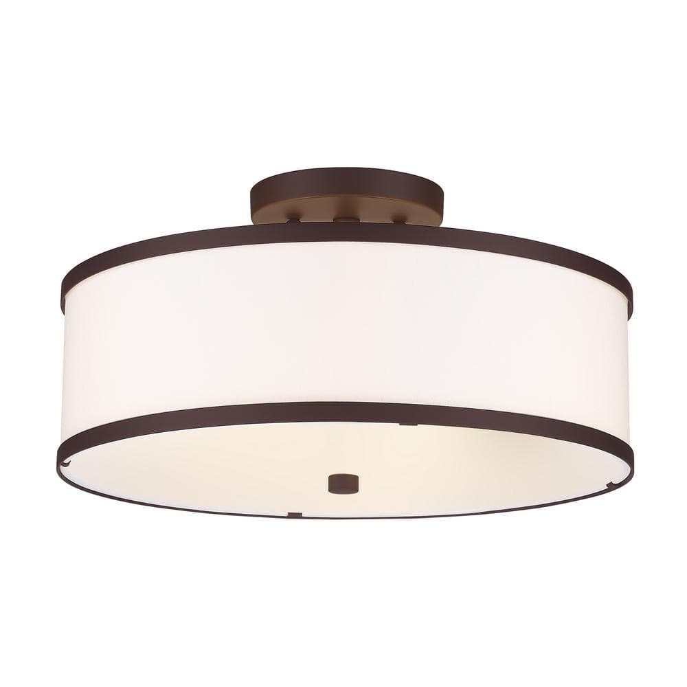 Livex Lighting Park Ridge 3 Light Bronze Semi Flush Mount 62628-07 ...