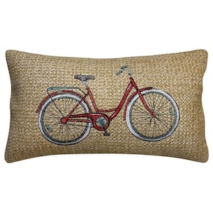 Beige Raffia Bicycle Chili Outdoor Lumbar Pillow