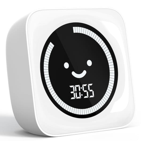 White Visual Timer, 99 Minute Digital Cute Kids Visual Timer for Cook Homeschool Supplies Study Teaching Time