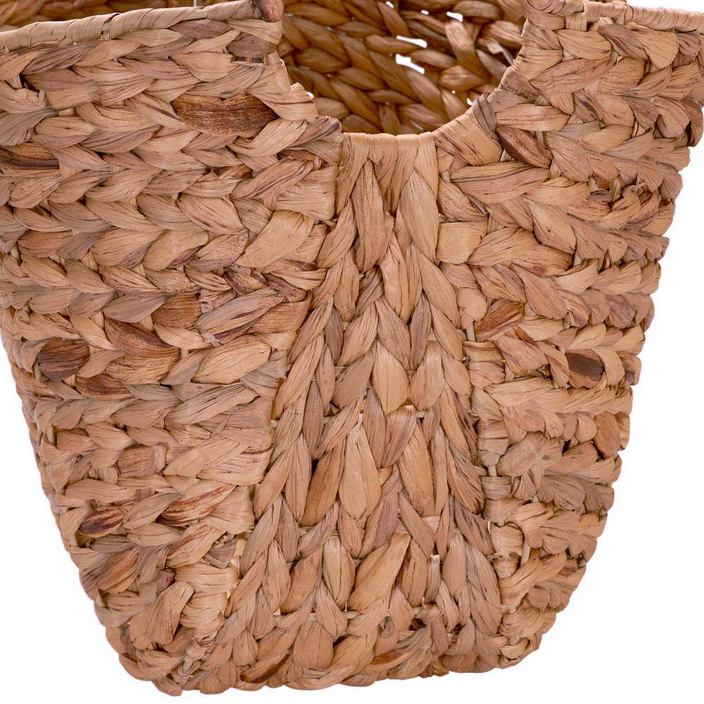 Golden Toffee Water Hyacinth Round Wicker Basket with Metal Frame