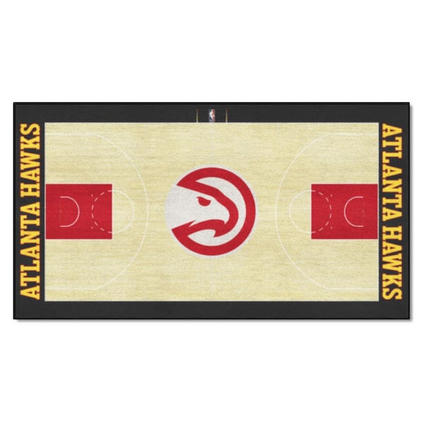 FANMATS NBA Atlanta Hawks Tan 3 ft. x 5 ft. Indoor Basketball Court Runner Rug