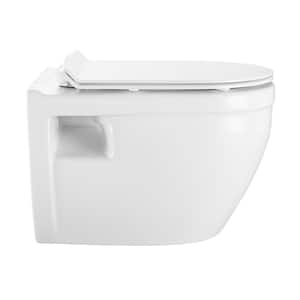 Ivy Wall-Hung Toilet, Elongated, 3-Piece Bundle 0.8/1.6 GPF Dual Flush in Glossy White with White Flush Plate