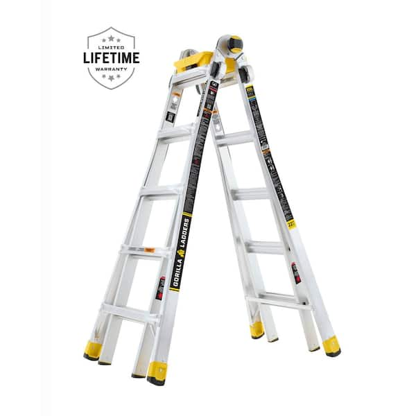 Gorilla Ladders 22 Ft. Reach Aluminum Multi-Position Ladder W/ Project ...