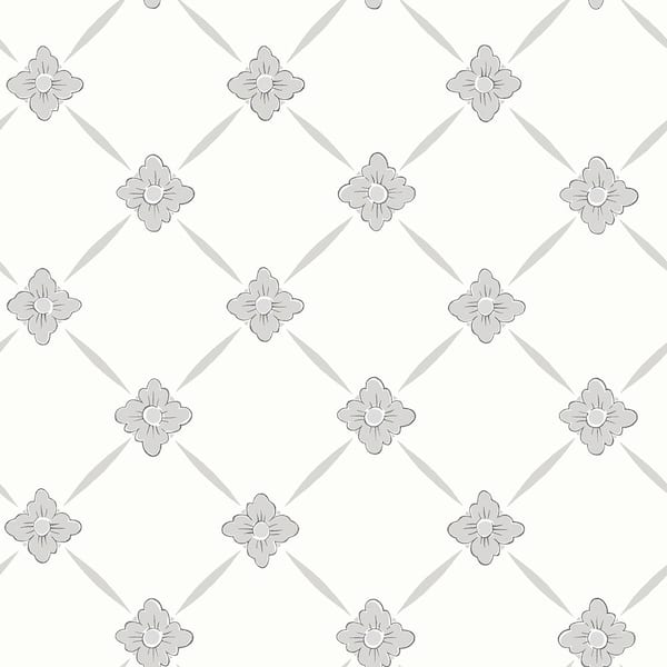 Wall Vision Linne Light Grey Geometric Floral Light Grey Wallpaper Sample